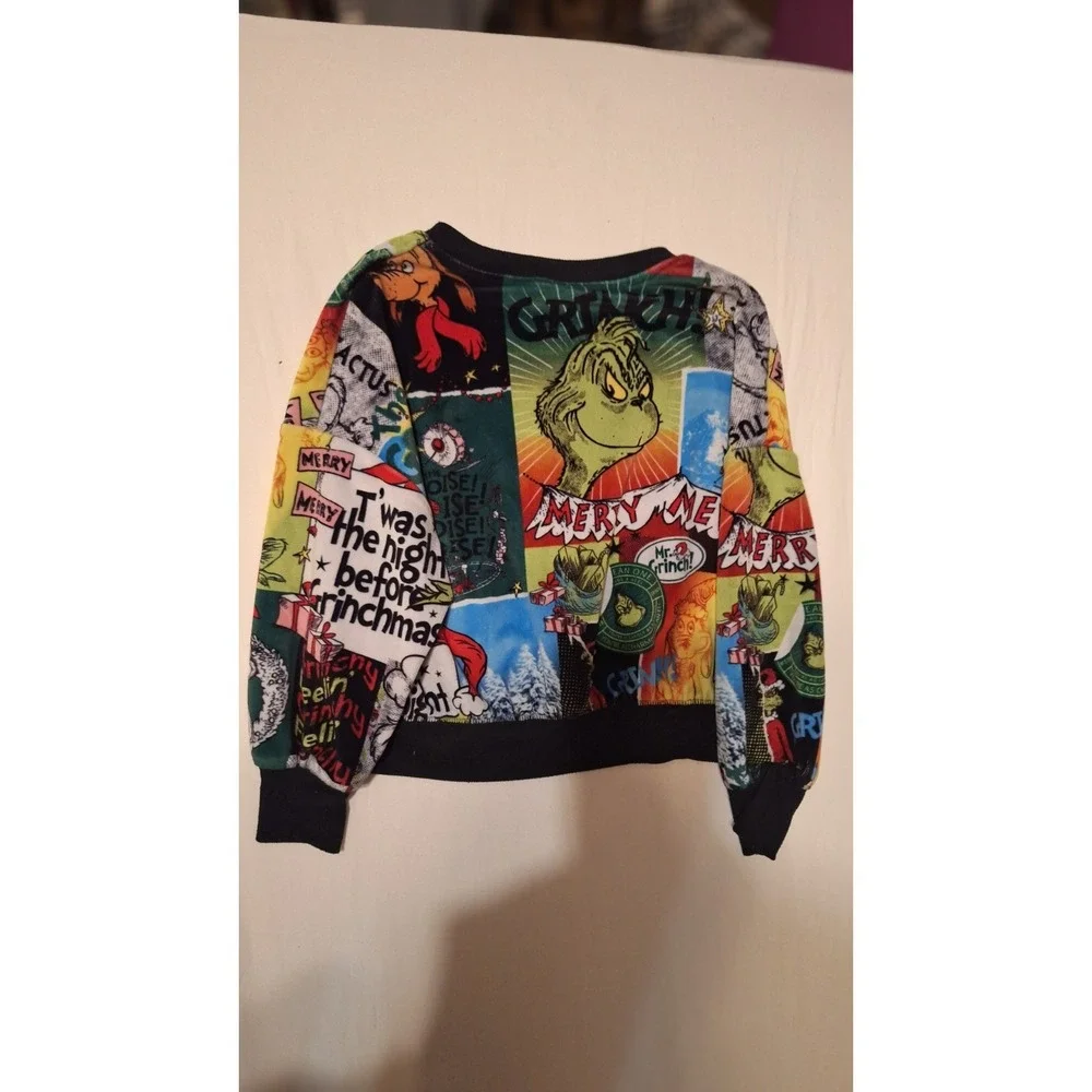 Justice Girls The Grinch Velour Sweater XS Green Christmas Holiday